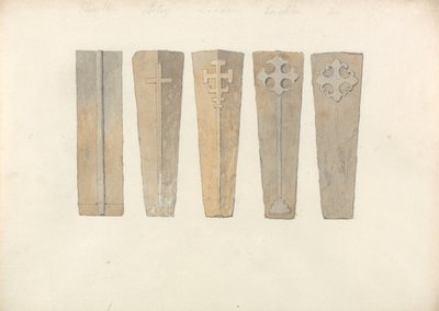 Studien von fünf Sargdeckeln aus Kirchen in Norfolk von John Sell Cotman